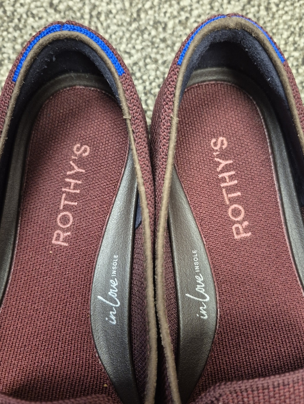 Rothys Burgundy Knit Slip-On Loafers with Gold Double bit 8 - Picture 3 of 7